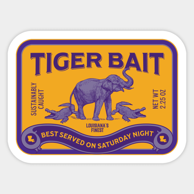 Vintage Tiger Bait Purple and Gold Sardine Tin BR Sticker by SLAG_Creative